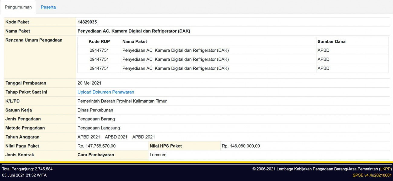 Penyediaan AC, Kamera Digital dan Refrigerator (DAK)